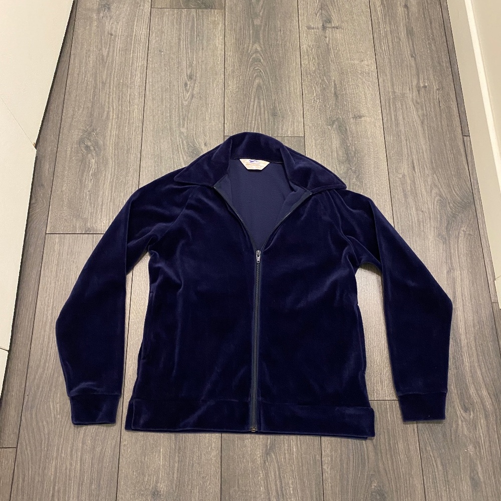 Slazenger Vintage Blue Velour Zip Up Jacket Size M